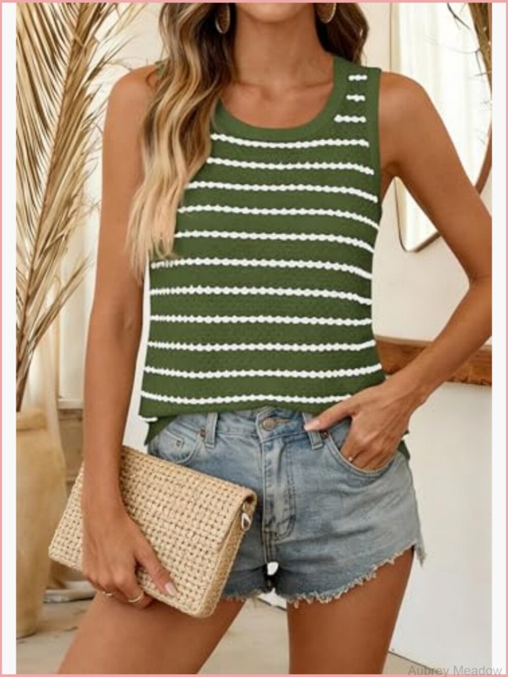 Crochet Striped Sweater Vest Tank Top Sleeveless Knit Pullover Women's Casual - Picture 4 of 7